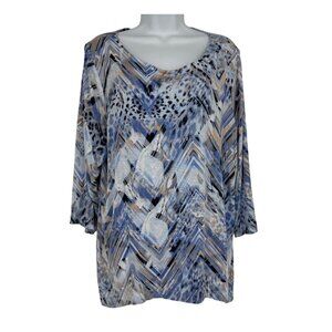 Chicos Easywear Womens Long Sleeve Tunic Top Size 3 US XL